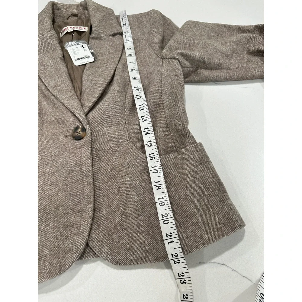 Free People Satchel Ivory Herringbone Wool Blend Blazer OB2320896 Mens S